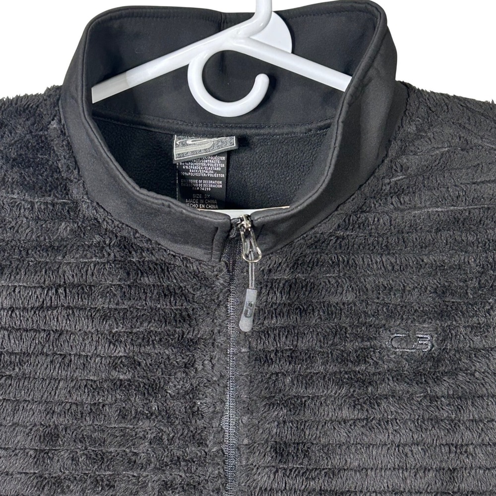 CB Sports Black Textured Fleece‎ Zip Up Jacket Women's Size 3X Ribbed
